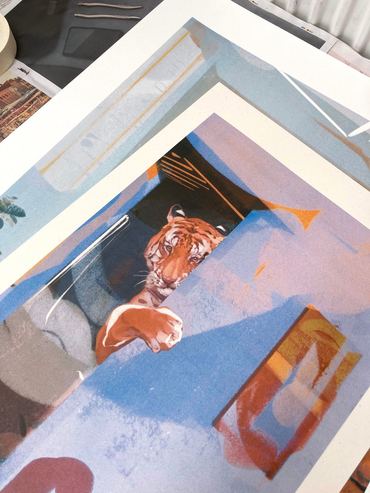 A head filled with tigers A3 Screenprint | Georgia Green